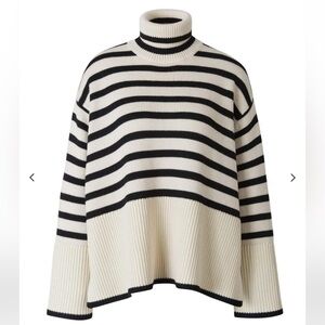 Toteme Wool Turtleneck Sweater Black and Cream Striped - size small